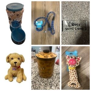 Blue Paw-Print Travel Pet Waterer and Bowl